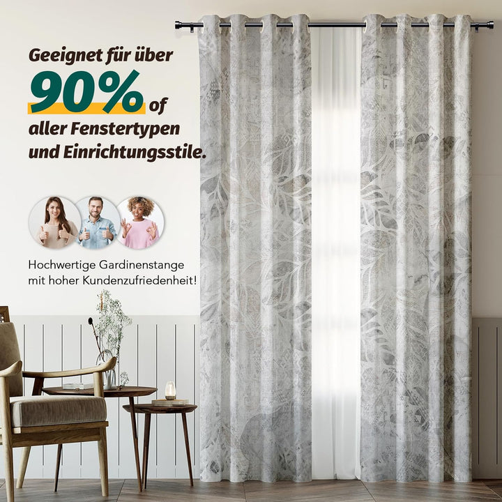 Schwarz Vorhangstange Ausziehbar Gardinenstange Curtain Rod Gardinenstangen für Fenster Outdoor (Sch