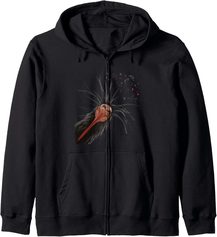 Neugieriger Waldrapp Vogel Kapuzenjacke