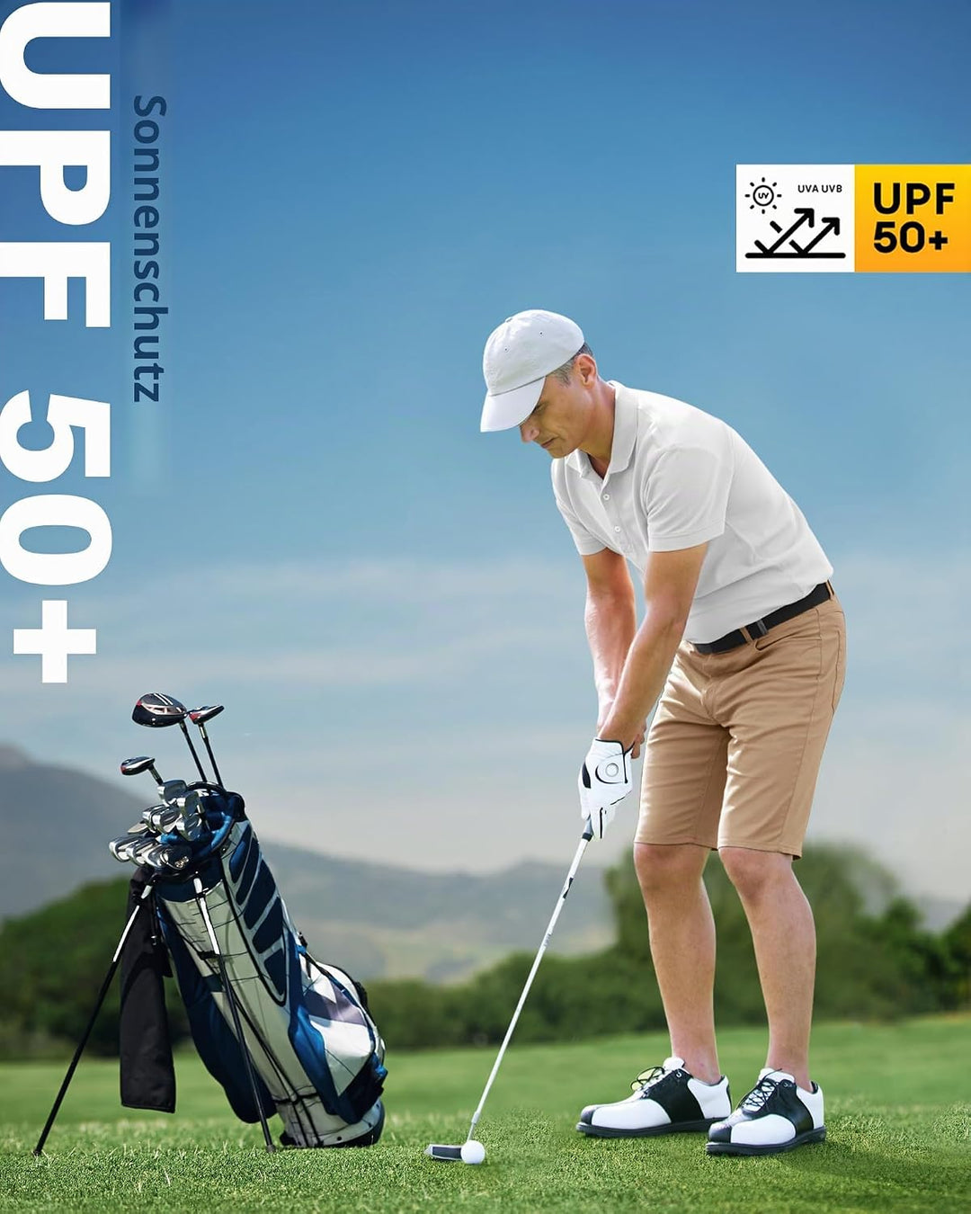 33,000ft Herren Golf Shorts Stretch Kurze Golfhosen Leichte Schnelltrocknende 11" Bermuda Shorts Kur