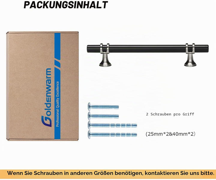 goldenwarm 10 Stück Küchengriffe Edelstahl Vintage Griffe Möbel Küche Küchengriffe Sliver&amp;Schwarz Mö