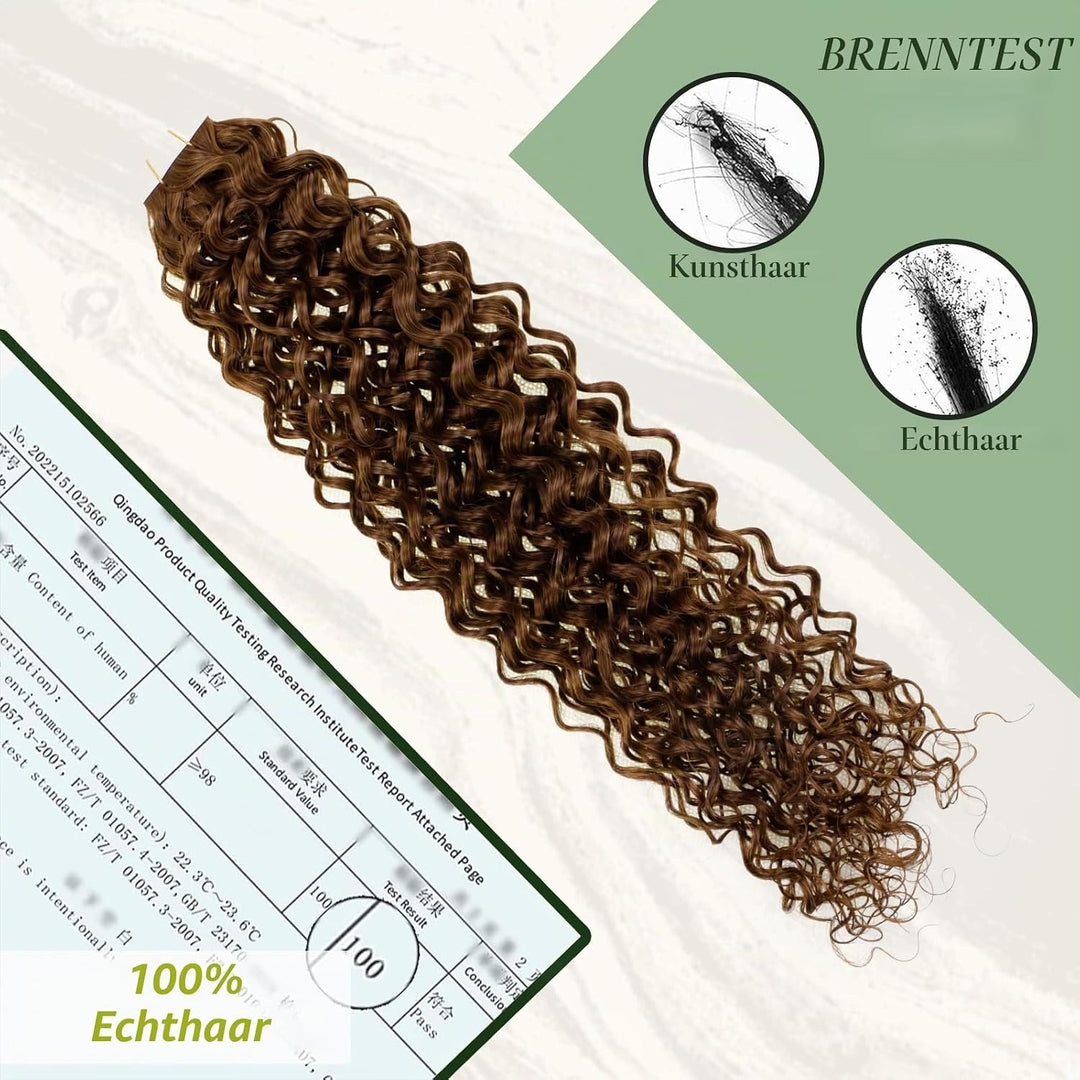 RUNATURE Tape in Extensions Echthaar Braun 35cm 20pcs Locken Haarverlangerung Invisible Tape Extensi