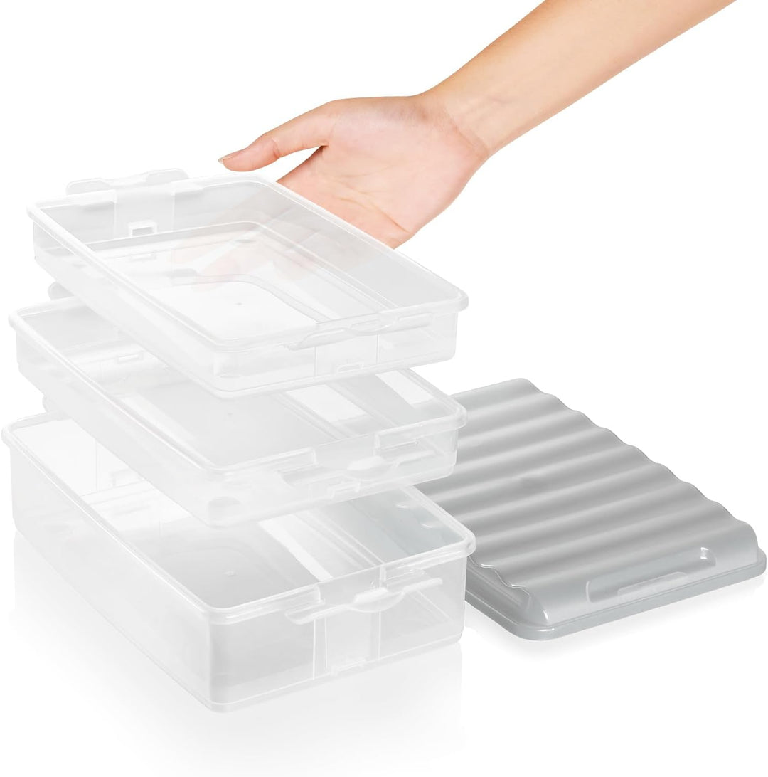 com-four® Lunch-Box mit mehreren Fächern - Aufschnittbox stapelbar für den Kühlschrank - Brotdose au
