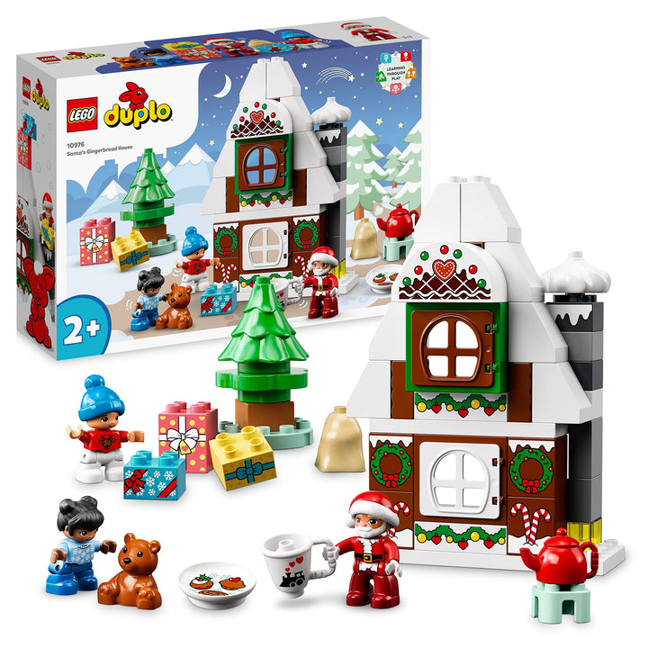 LEGO 10976 DUPLO Lebkuchenhaus mit Weihnachtsmann Figur, Weihnachtshaus-Spielzeug, Geschenk für Klei