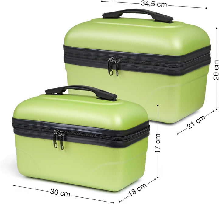 2er-Set Grosse starre Waschtisch-ABS-Schale - Kulturbeutel/Make-up-Etui 35 cm Grün, Grün