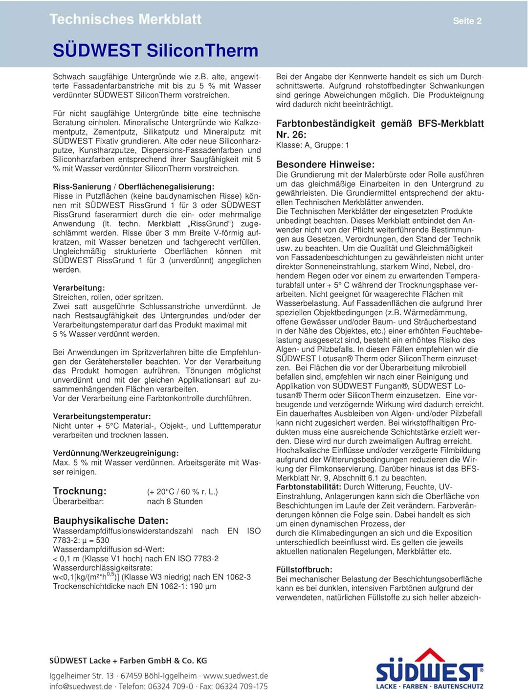 SÜDWEST Silicon Therm 12,5L Silikonharz Fassadenfarbe weiss matt