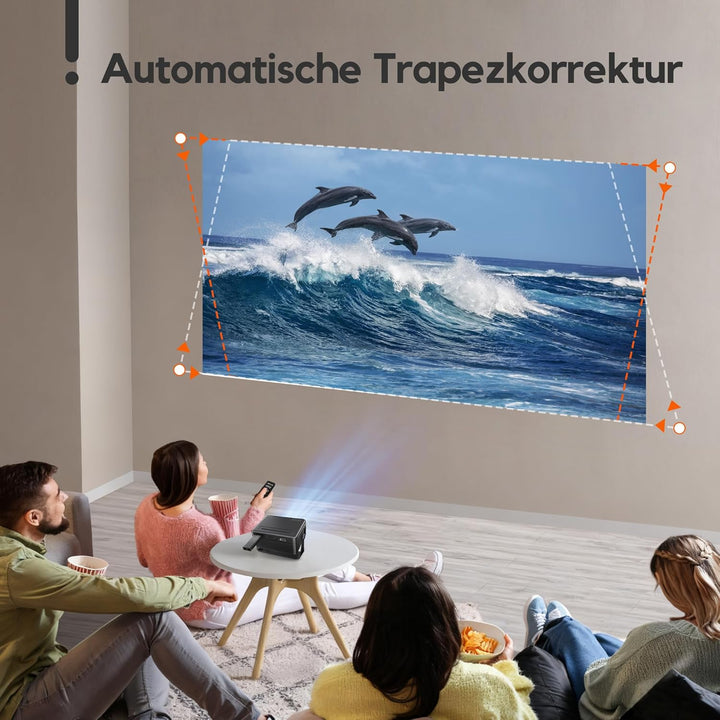 [Auto Keystone & 2026 Upgraded] AKIYO O1 Beamer Klein 1080P Unterstützt 360° Drehbar, 16000L Projekt