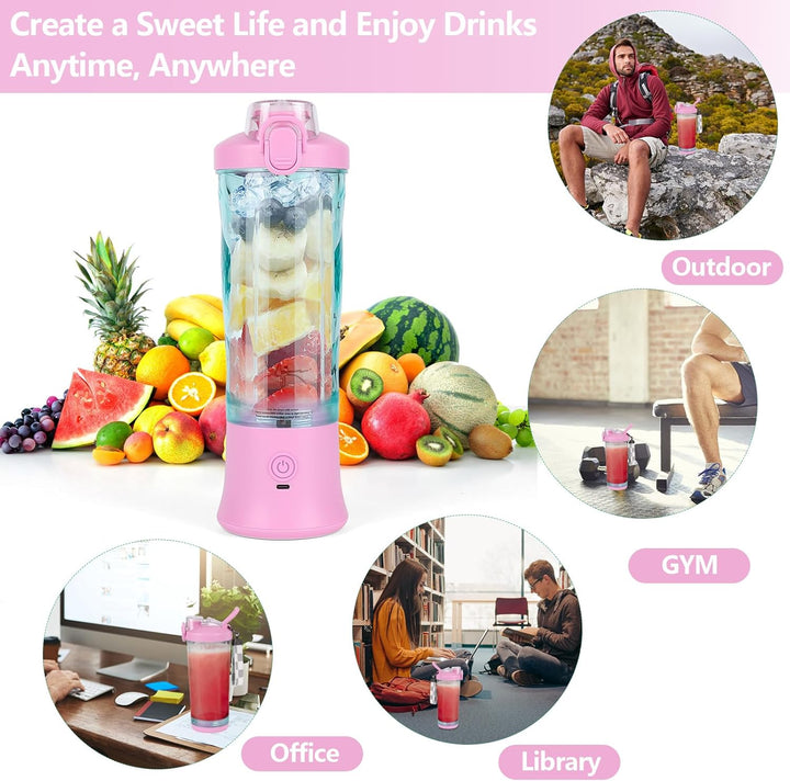 Dreamhigh® Mixer Smoothie Maker, 600ml Tragbarer Mixer für Smoothies und Shakes mit 6 Klingen, 4000m