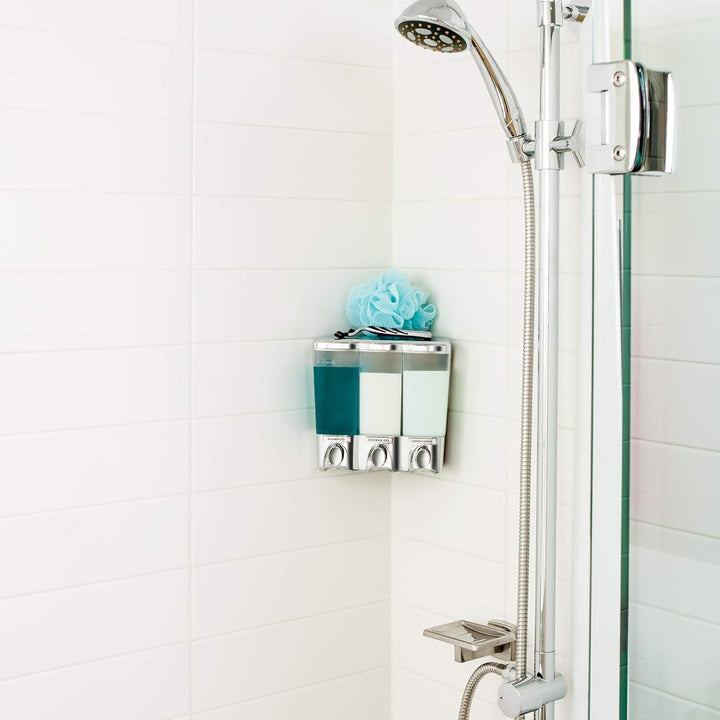 Better Living 3 Shampoo- und Seifenspender, 19 x 8,9 x 19 cm, Chrom 7.5" x 3.5" x 7.5 Chrome, 7.5" x