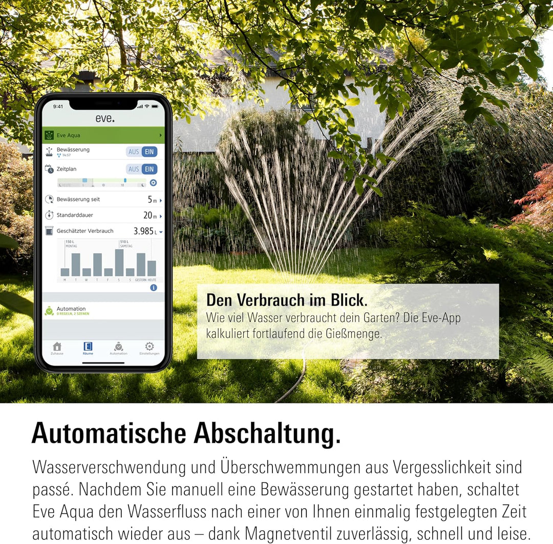 Eve Aqua - Smarte Bewässerungssteuerung per App oder Siri, automatisch bewässern, Zeitpläne, einfach