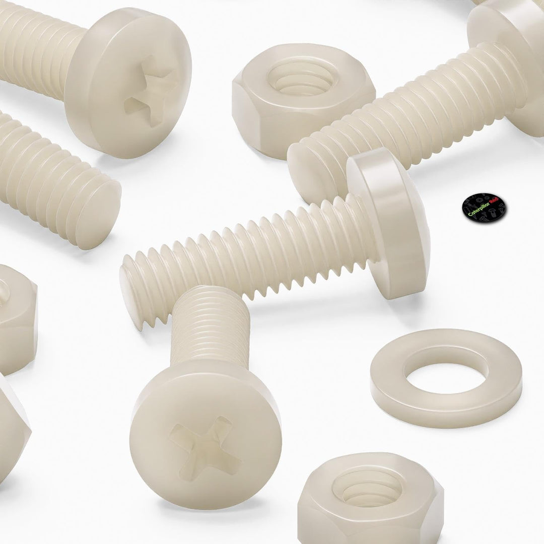 50 x Nylon Flachkopf-, Kreuzkopf-Kunststoff- Maschinenschrauben, M6 x 20mm, Kunststoffschrauben, Mut