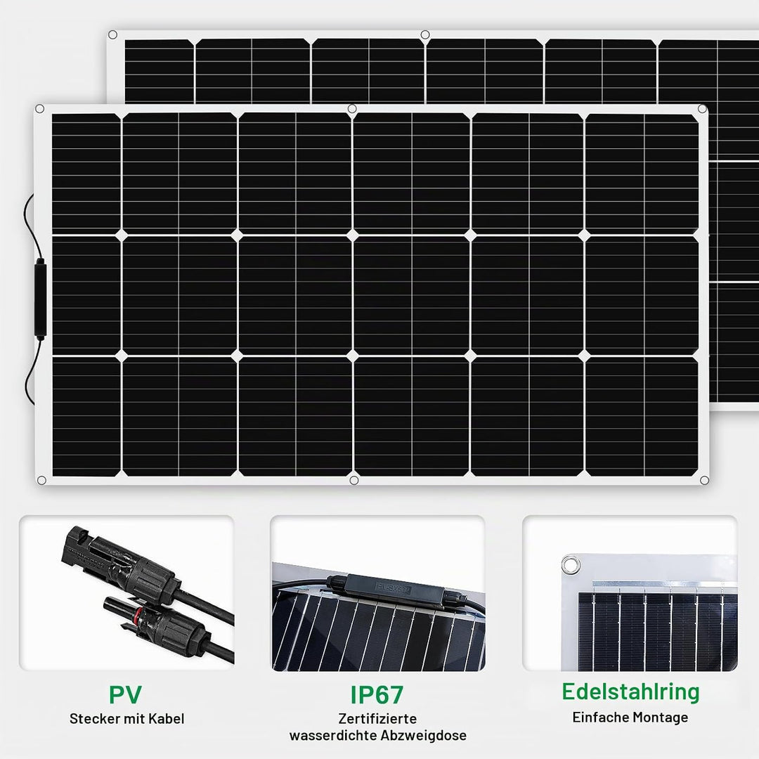 200w Flexible Solar Panel Kit 2pcs 100w 18v Monocrystalline Solar Module + 20A USB Controller for Of