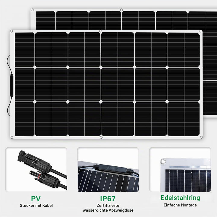 200w Flexible Solar Panel Kit 2pcs 100w 18v Monocrystalline Solar Module + 20A USB Controller for Of