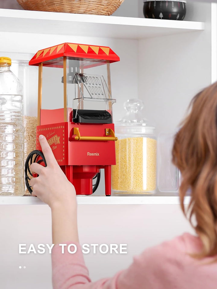 Popcornmaschine, Reemix Popcorn Maker für Zuhause, 2 Minuten schnelles,Fat Free,Oil-Free, leistungss