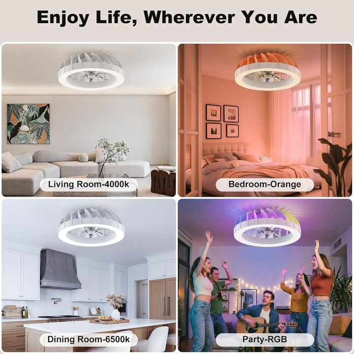 Ateroll Deckenventilator mit Beleuchtung Ø46CM, Deckenventilator mit Licht Dimmbar (3000K-4000K-6500