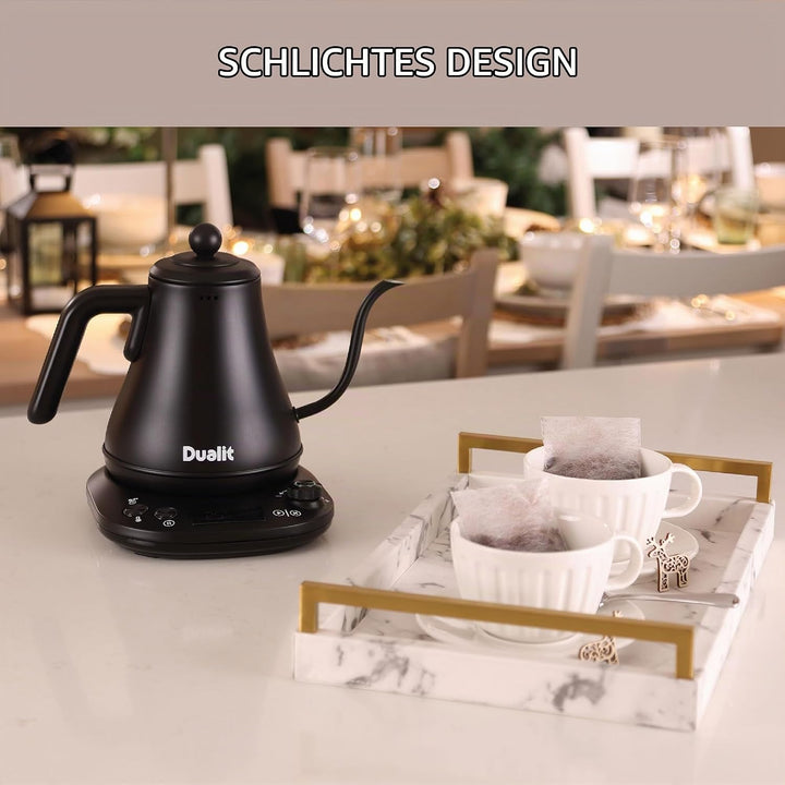 Dualit Wasserkocher Schwanenhals Schnellkochender Electric Kettle (800ml) - Schwarz Matt - Gooseneck