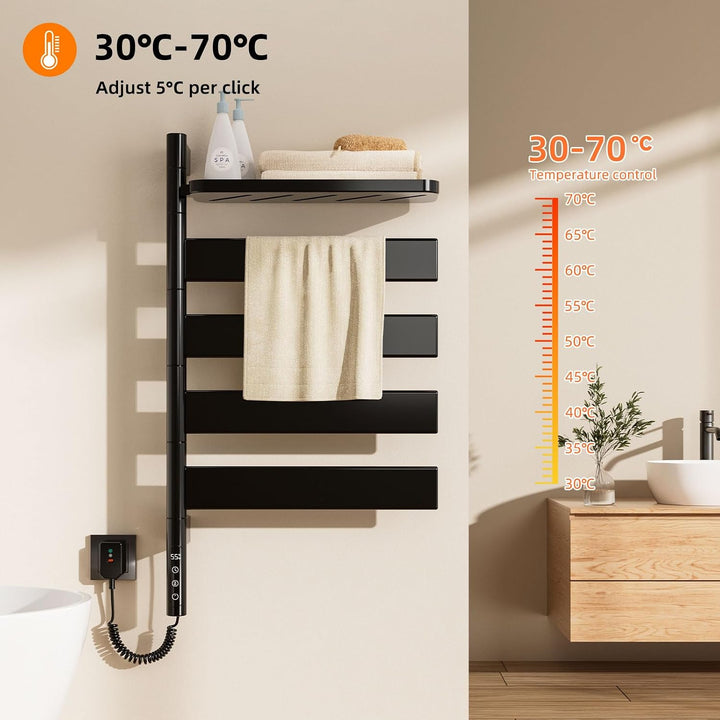 SKYLYZH Badheizkörper Elektrisch, 450×770mm, 120W, WiFi Schwarz Elektrischer Handtuchheizkörper, für