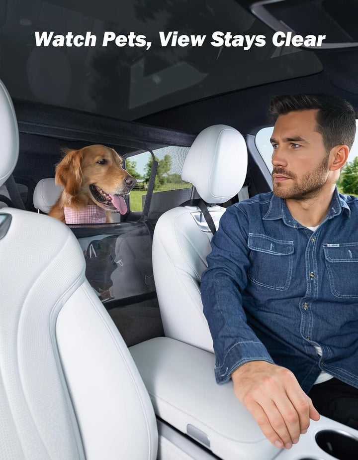 JOYTUTUS Hundegitter Auto, Schutznetz Barriere Trennnetz, mit Sichtfenster, Universal Hunde Trenngit
