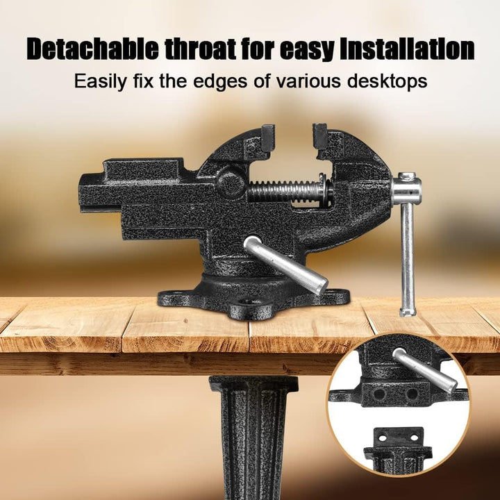 Schraubstock Drehbar TEENO,Breite der Backe 85 mm, Schraubstock klemmbar mit 360° Drehbarem Sockel,