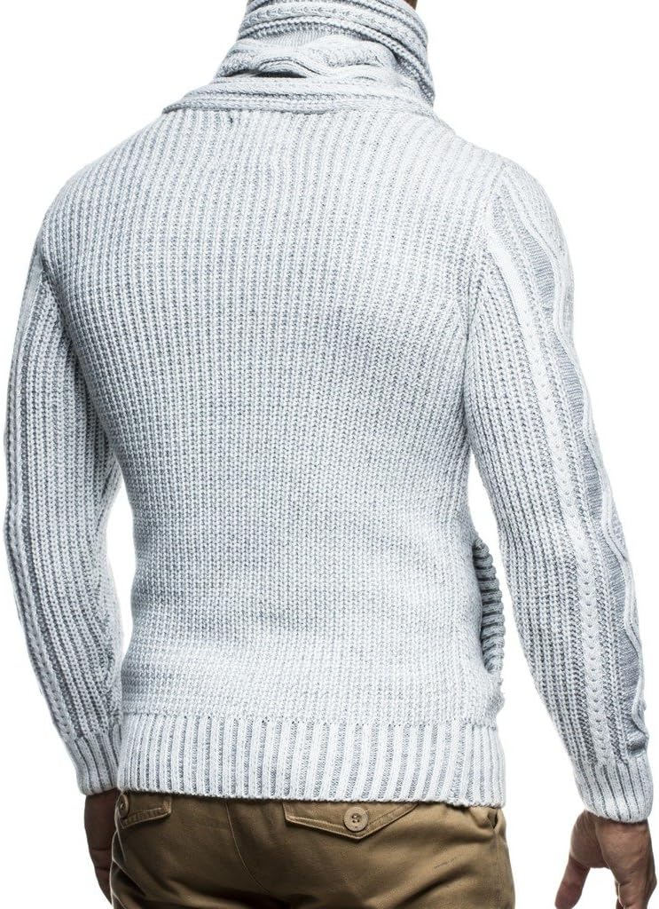 Leif Nelson Herren Strickjacke Schalkragen Slim Fit Winter-Freizeit-Jacke Moderne Männer Pulli Grobs