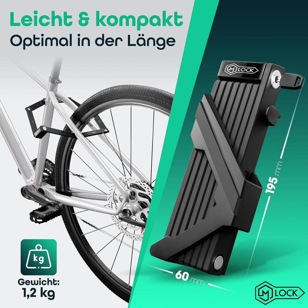 M-LOCK Fahrradschloss Faltschloss 115cm - hochwertiges Fahrrad Faltschloss - Diebstahlsicher - Leich