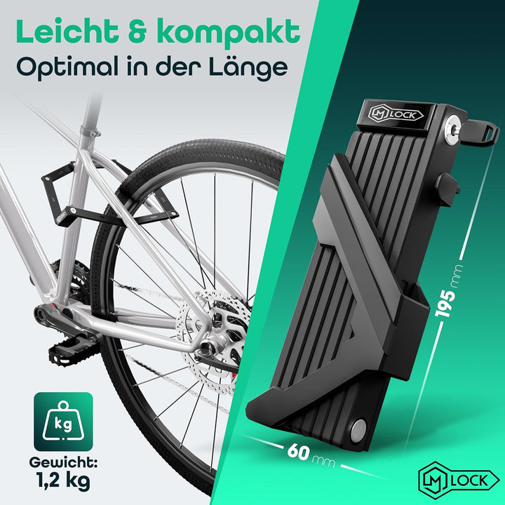 M-LOCK Fahrradschloss Faltschloss 115cm - hochwertiges Fahrrad Faltschloss - Diebstahlsicher - Leich