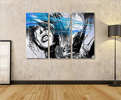 islandburner Bild Bilder auf Leinwand Street Art Blue 3p XXL Poster Leinwandbild Wandbild Dekoartike