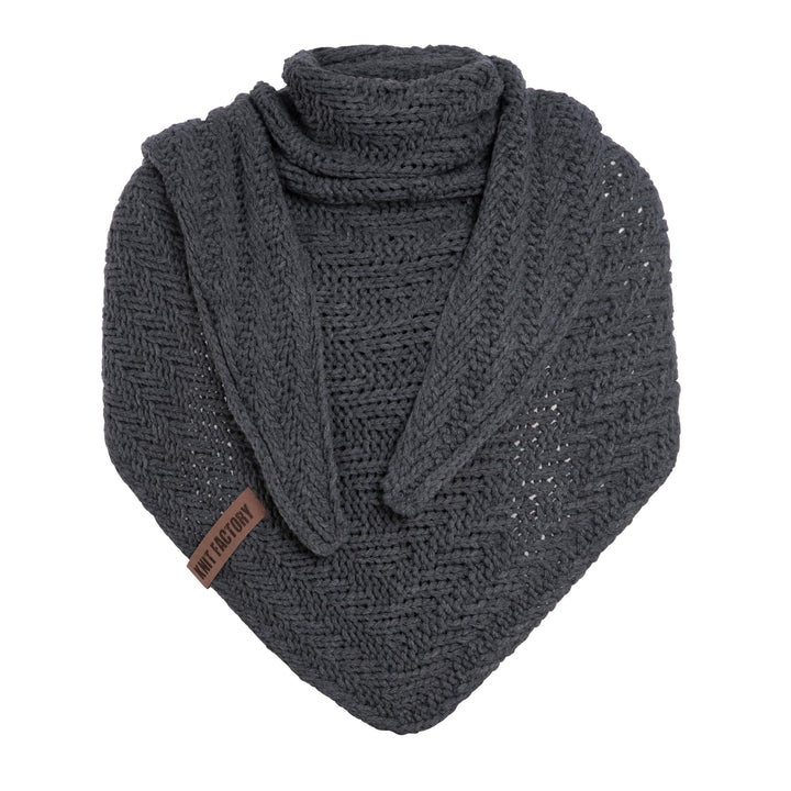 KNIT FACTORY - Dreiecksschal Sally - Damen Strickschal mit Wolle - Grob gestrickten Schal - Hochwert