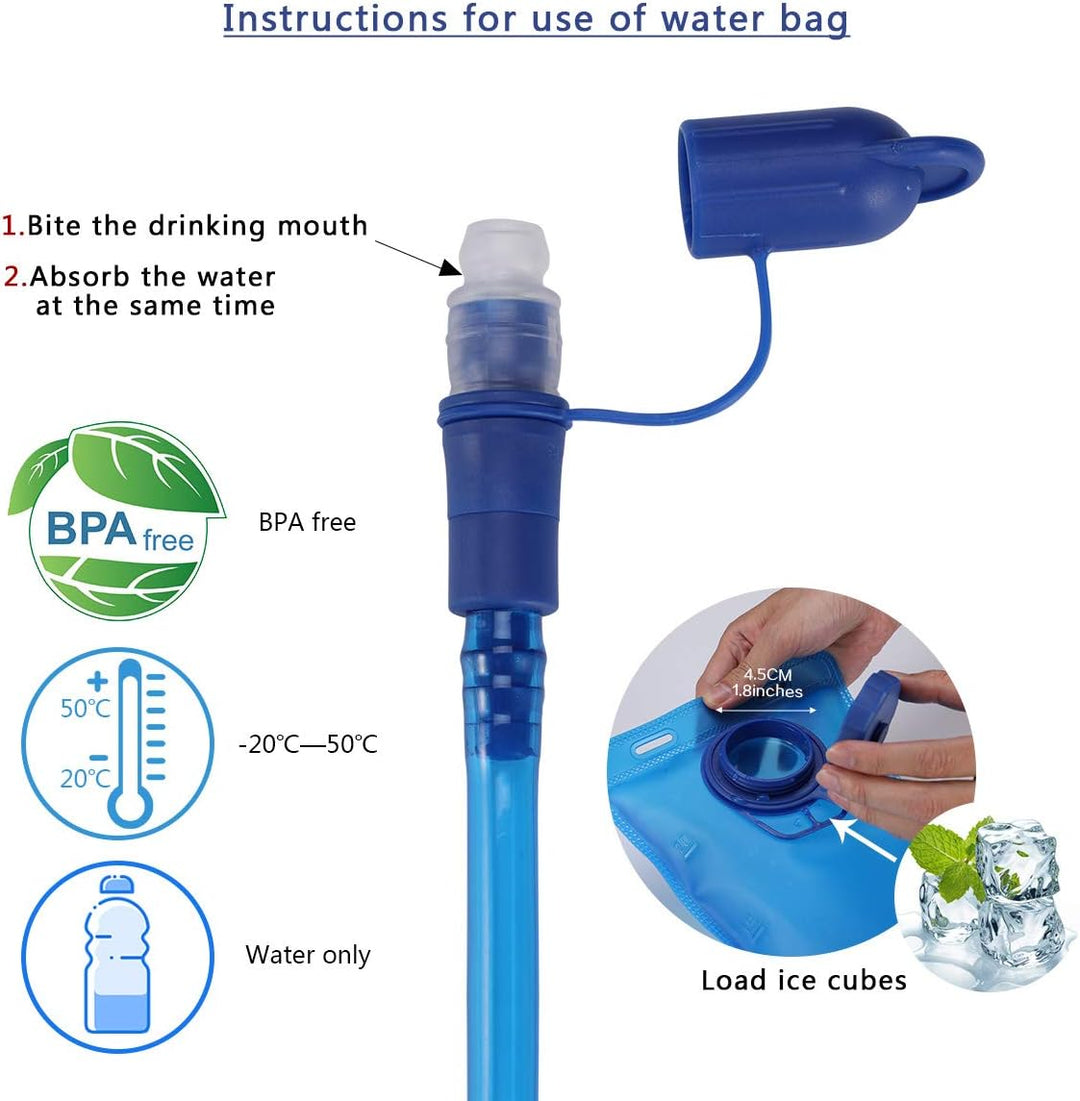 BBAIYULE® Trinkrucksack mit Trinkblase 2L, BPA-Frei | Trinkrucksack 2l mit Reflektoren | Rucksack mi