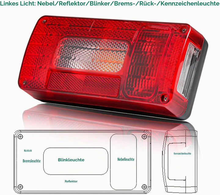 DARKGUARD Rückleuchten Satz Anhänger 12v,mit E4 Prüfzeichen,7Funktion 2pcs Halogen Rücklicht Anhänge