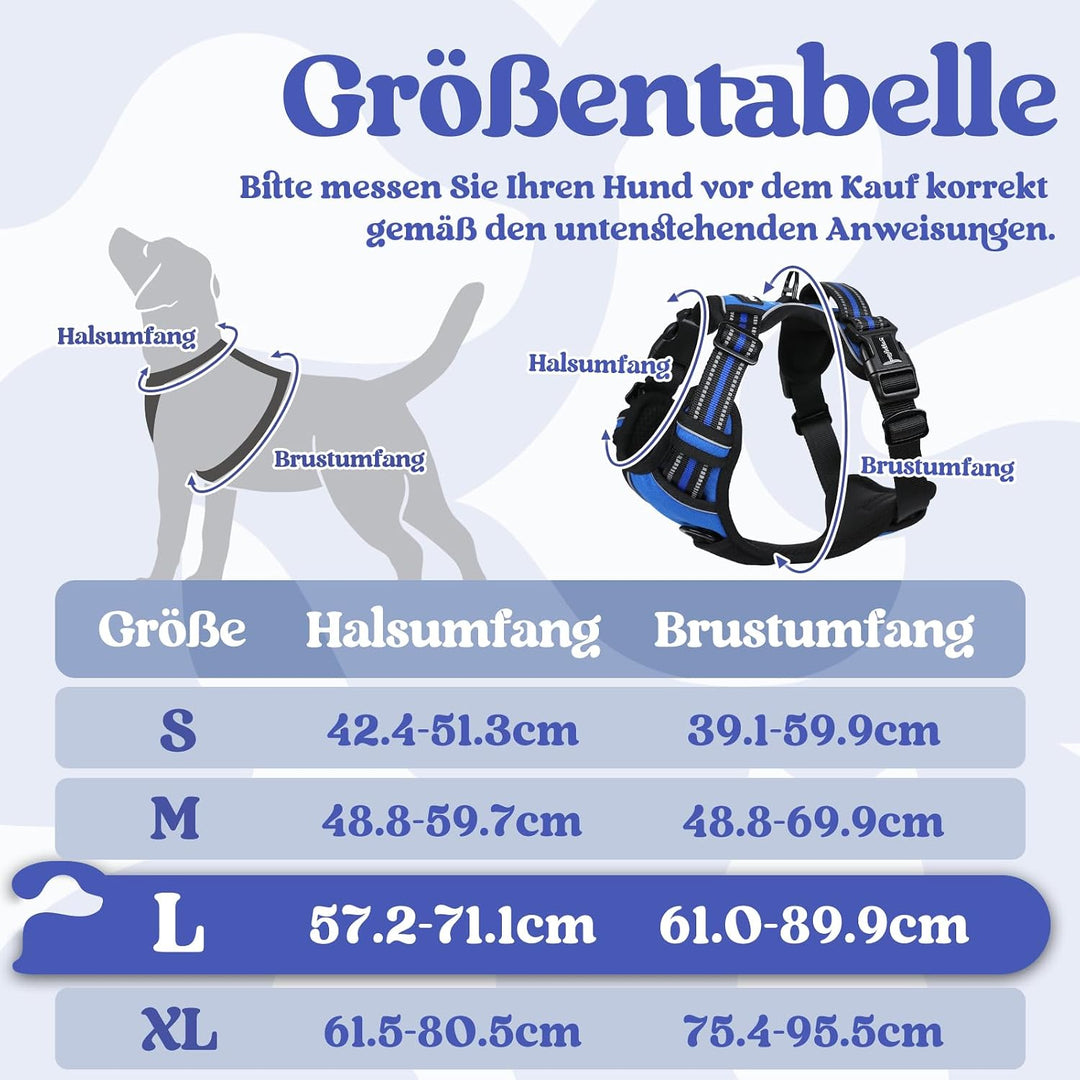 rabbitgoo Hundegeschirr Grosse Hunde, Hundegeschirr ohne Zug, Verstellbare Geschirr Hund ohne Würgen