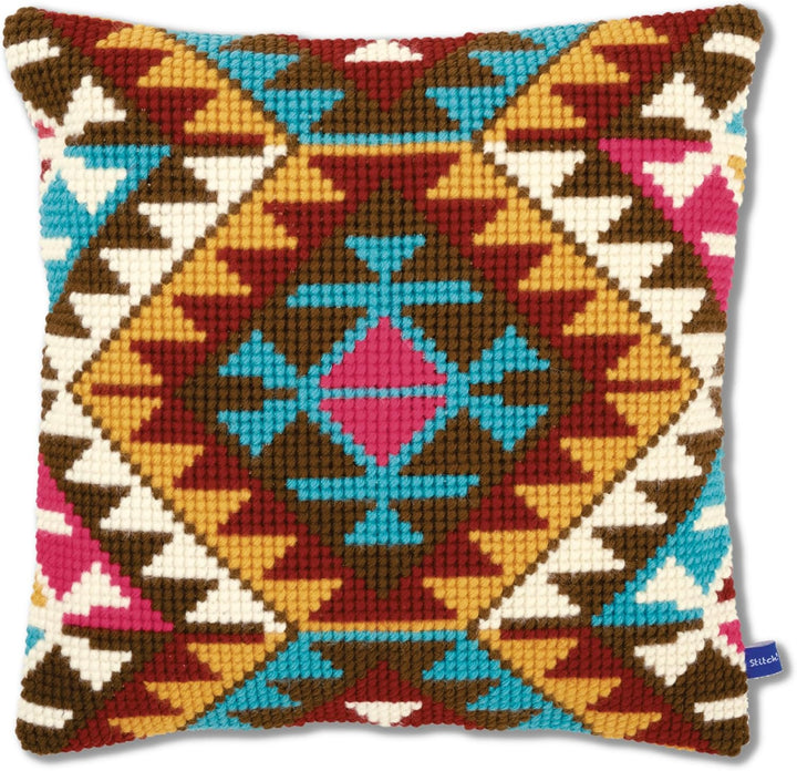 Vervaco Ethnisches Design Kreuzstichkissen/Stickkissen vorgedruckt, Baumwolle, Mehrfarbig, 40 x 40 x