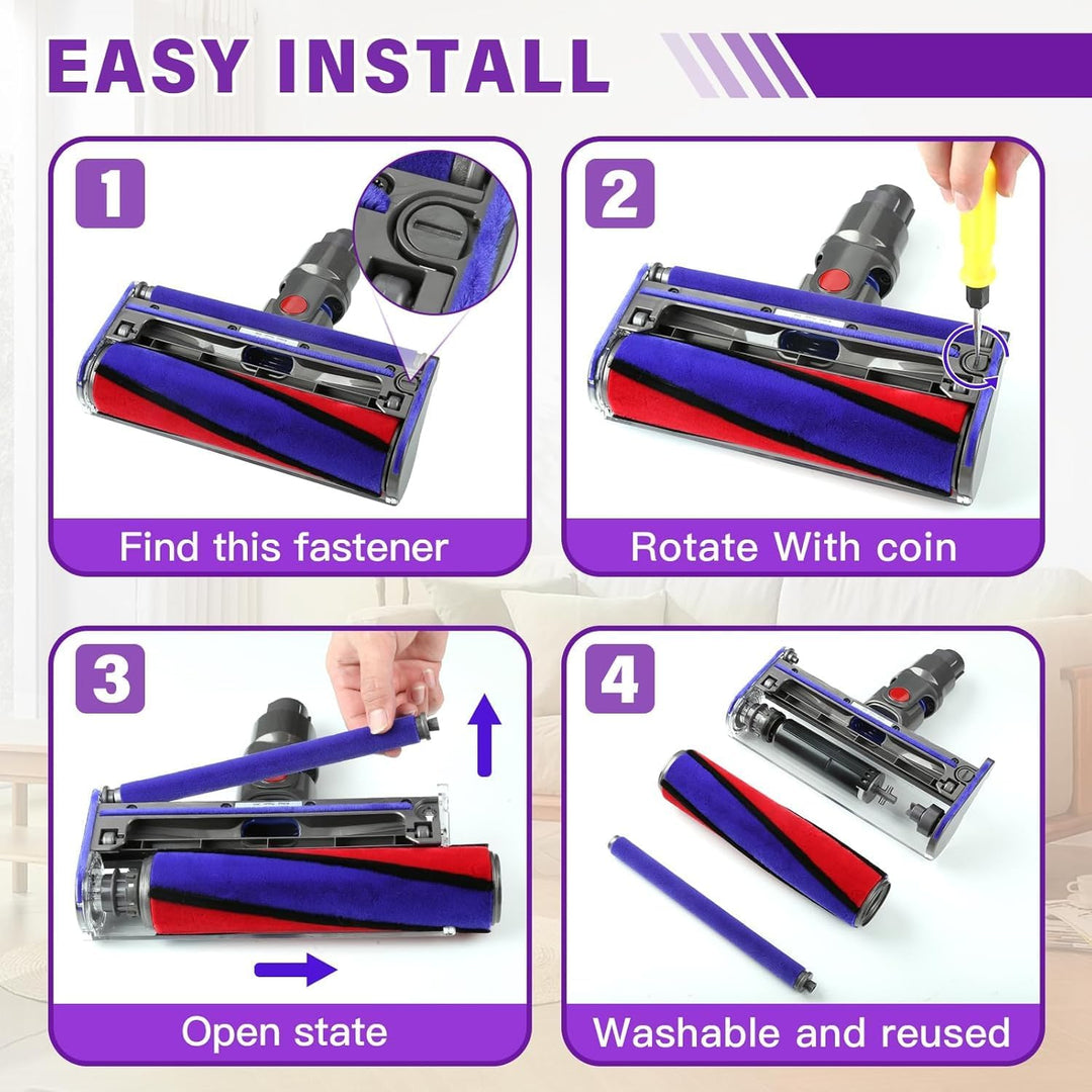 Softwalze Bodendüse Kompatibel mit Dyson V7 V8 V10 V11 V15 SV10 SV11 SV12 SV14 SV15, Elektrischer So