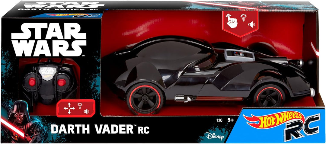 Hot Wheels FBW75 Star Wars Darth Vader RC Fahrzeug mit Lights und Sounds, Ferngesteuertes Auto mit C
