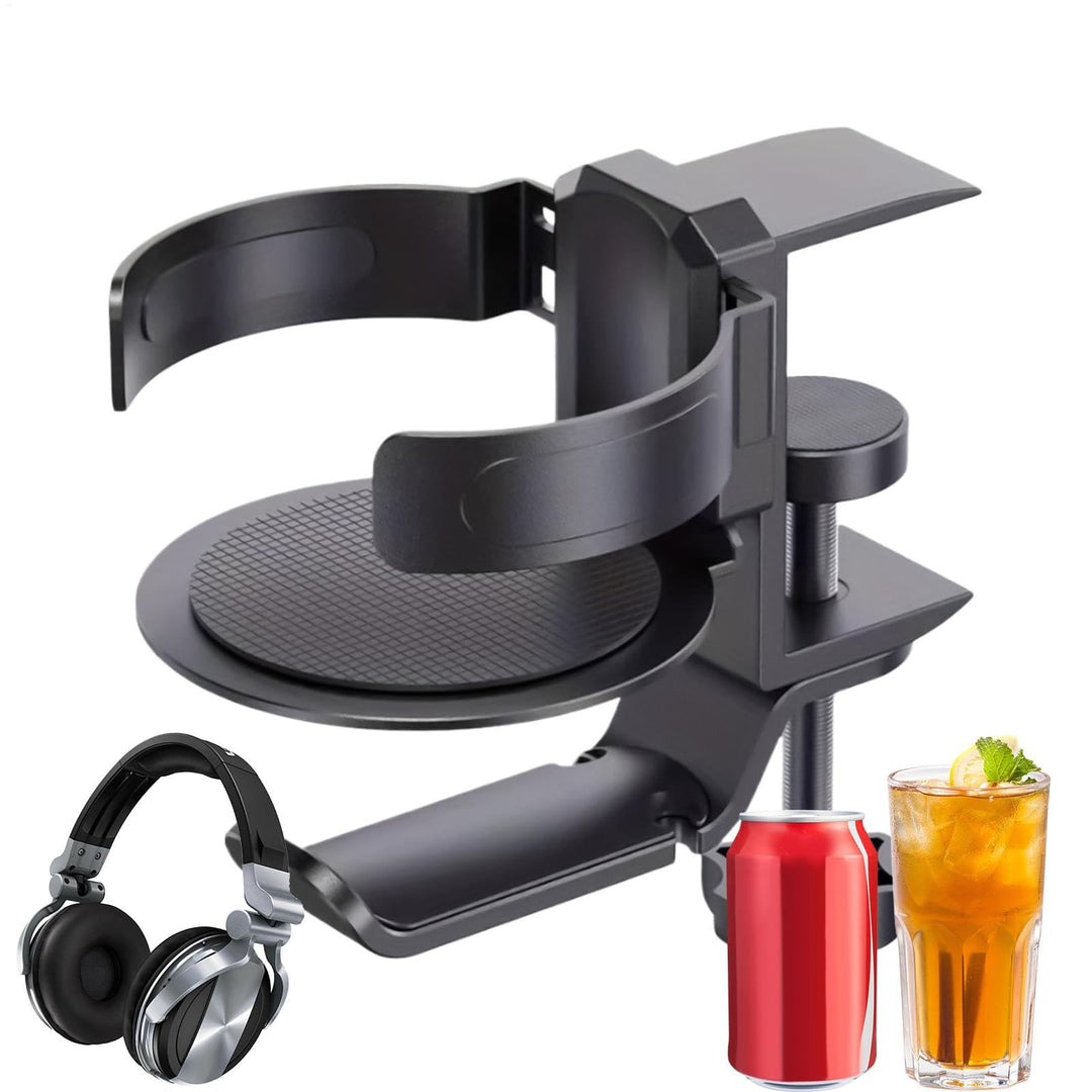 Schreibtisch-Becherhalter-Klemme, 2-in-1-Clip- -Getränkehalter, Kopfhöreraufhänger – Anti-Verschütt-