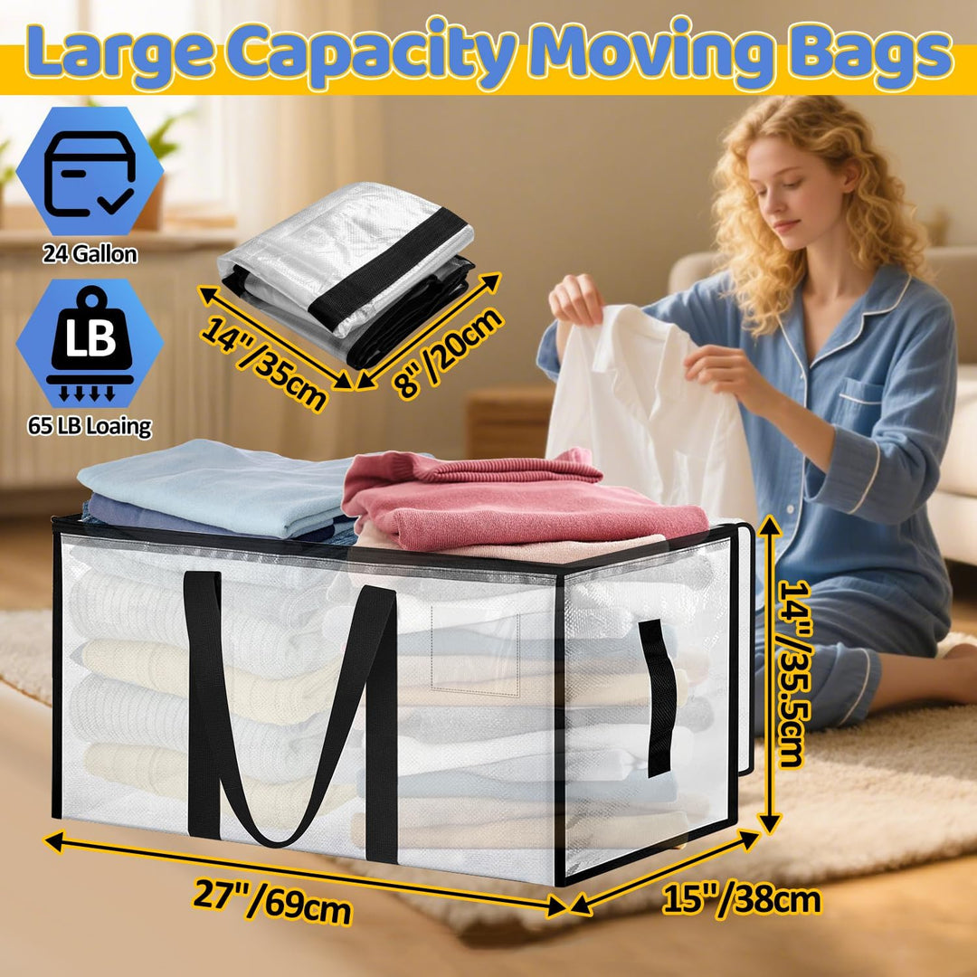 Aufbewahrungstasche 4 Stücke Umzugstaschen, 88L Aufbewahrungstasche Gross Transparente, Aufbewahrung