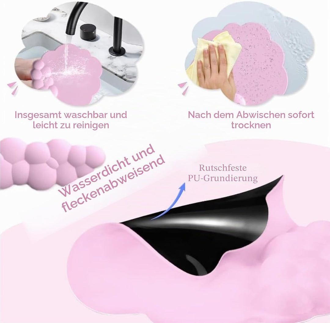 Delmkin Wolken Mauspad mit Handgelenkauflage Set Ergonomisch Mousepad Handgelenkstütze Tastatur Hand