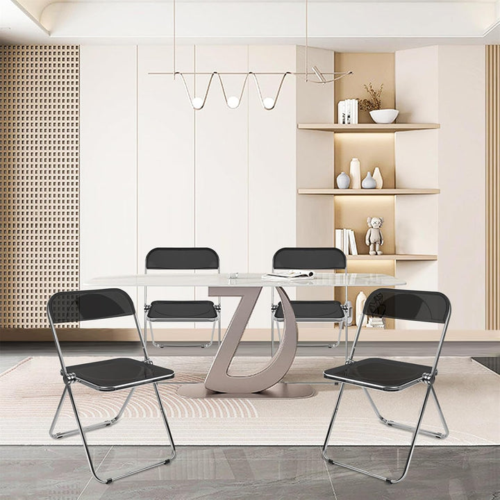 Homewell Esszimmerstühle 1er Set, Alek-Klappstühle mit Chromrahmen Stilvoll, Luxus Transparenter Kla