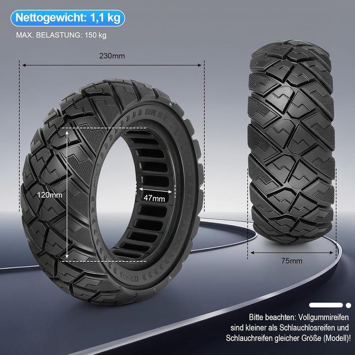 9x3,0-5,5 Vollreifen für Kukirin G2 pro, Zero 10X, Dualtron Eagle Pro Elektroroller Ersatzreifen Vol