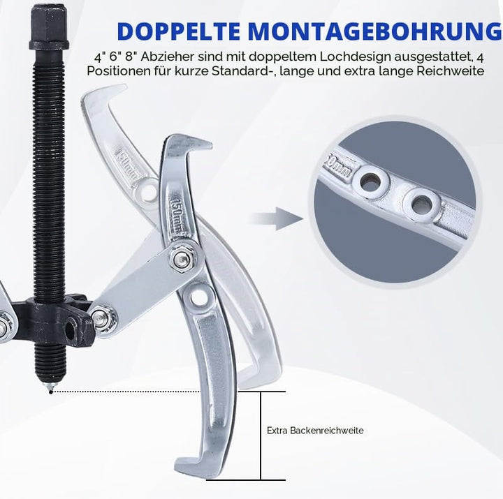 FreeTec Universal Lagerabzieher Set, 3" 4" 6" 8" Lagerabzieher und Innenlager Abziehersatz mit Umkeh