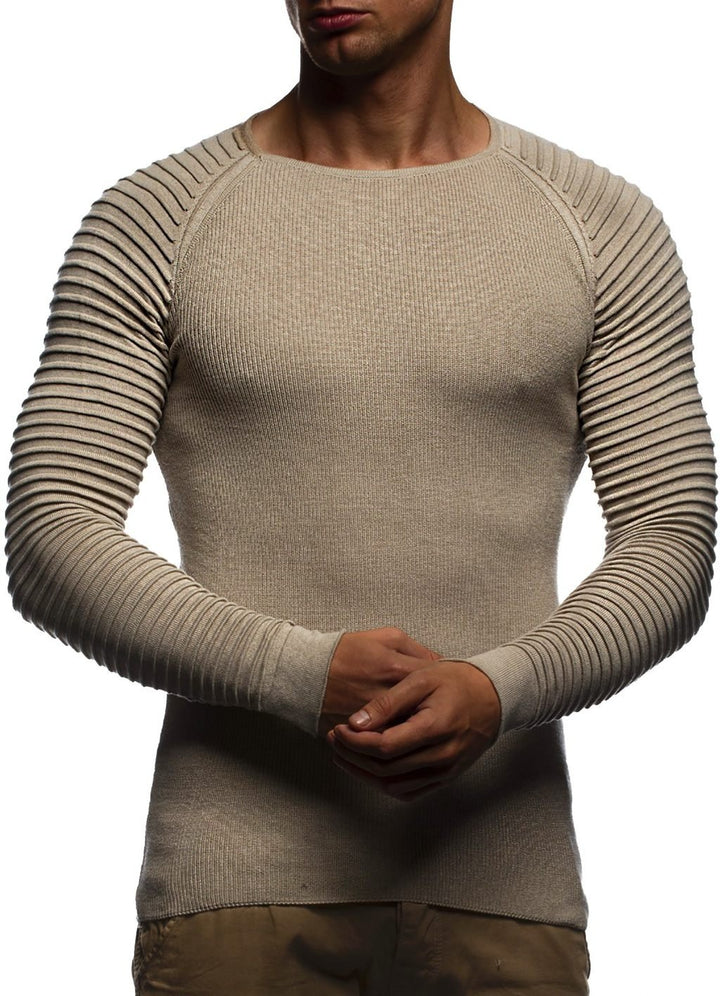 LEIF NELSON Herren Strickpullover Basic Rundhals Crew Neck Sweatshirt Langarm Sweater Feinstrick LN2