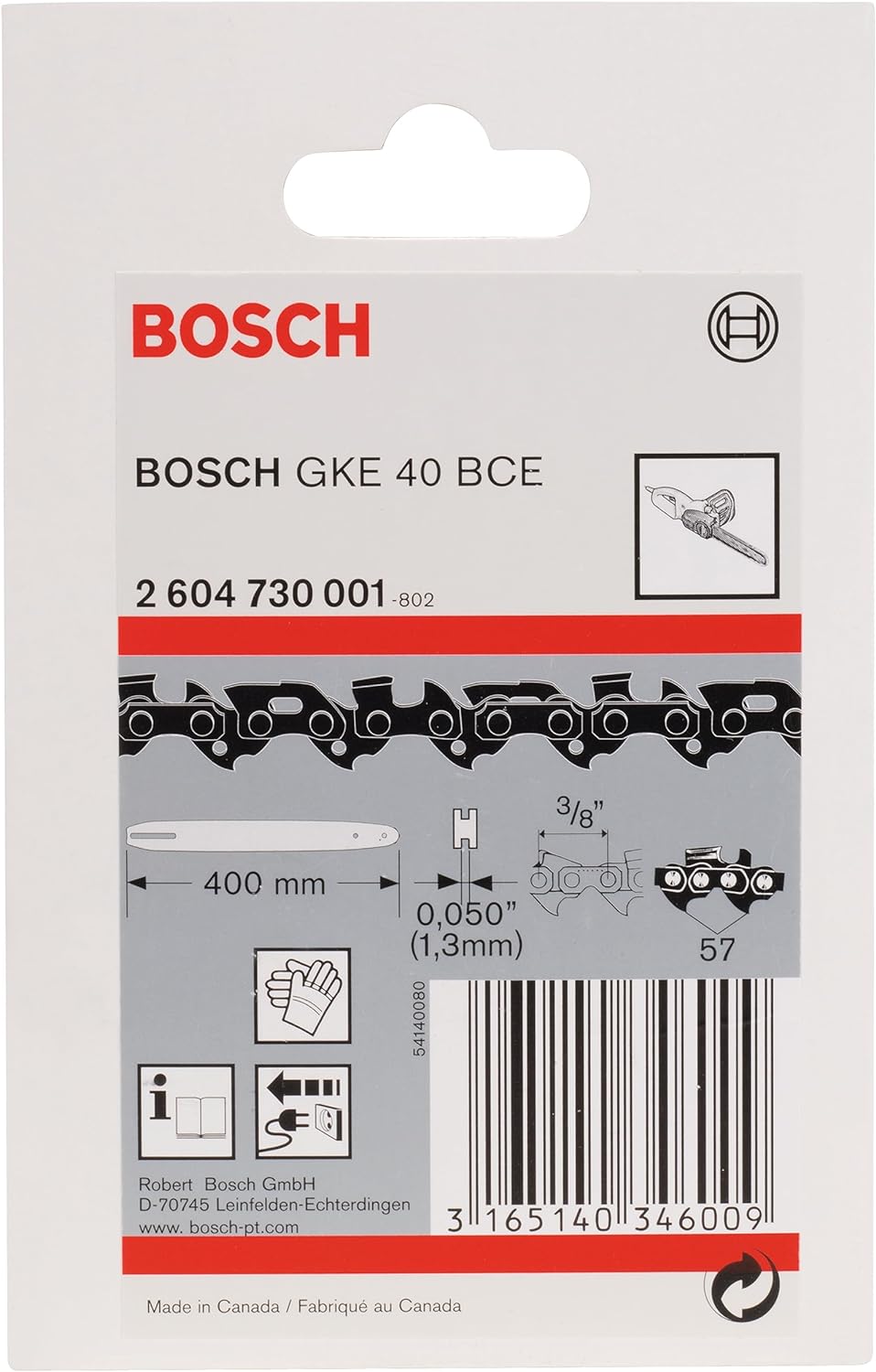 Bosch 1x Kette für Kettesäge GKE 40 BCE (400 mm, Zubehör für Kettensägen)