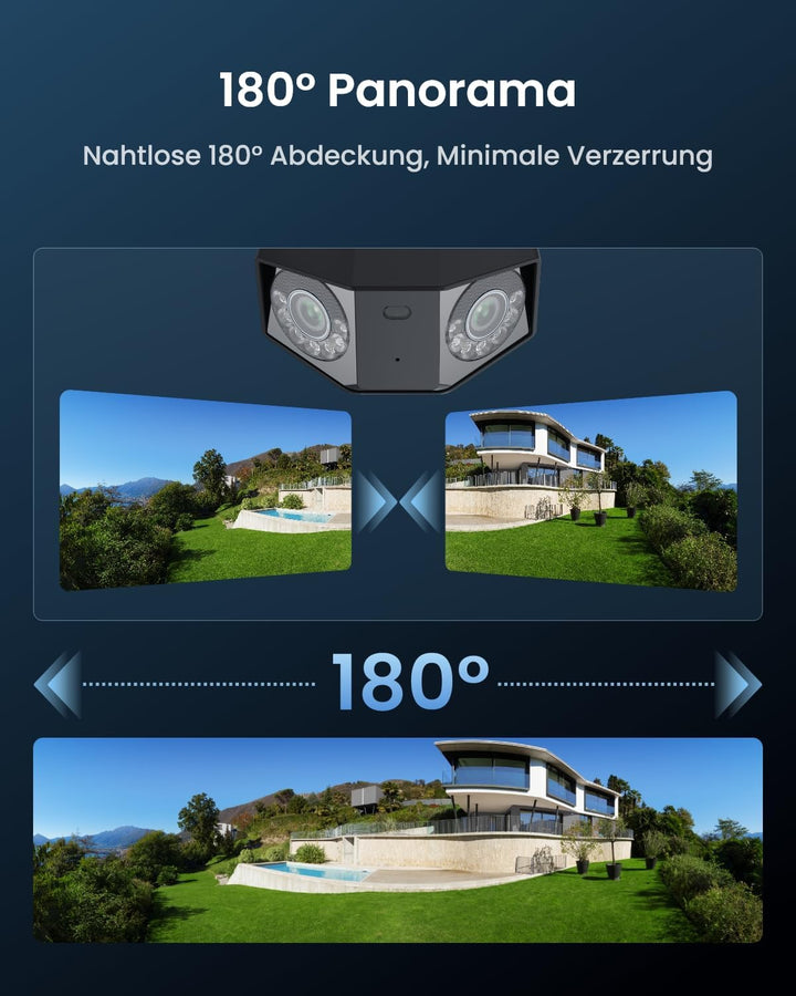 Reolink Duo 3 WiFi, 16MP Wi-Fi 6 Überwachungskamera Aussen WLAN mit 180° Panoramablick, Bewegungsspu