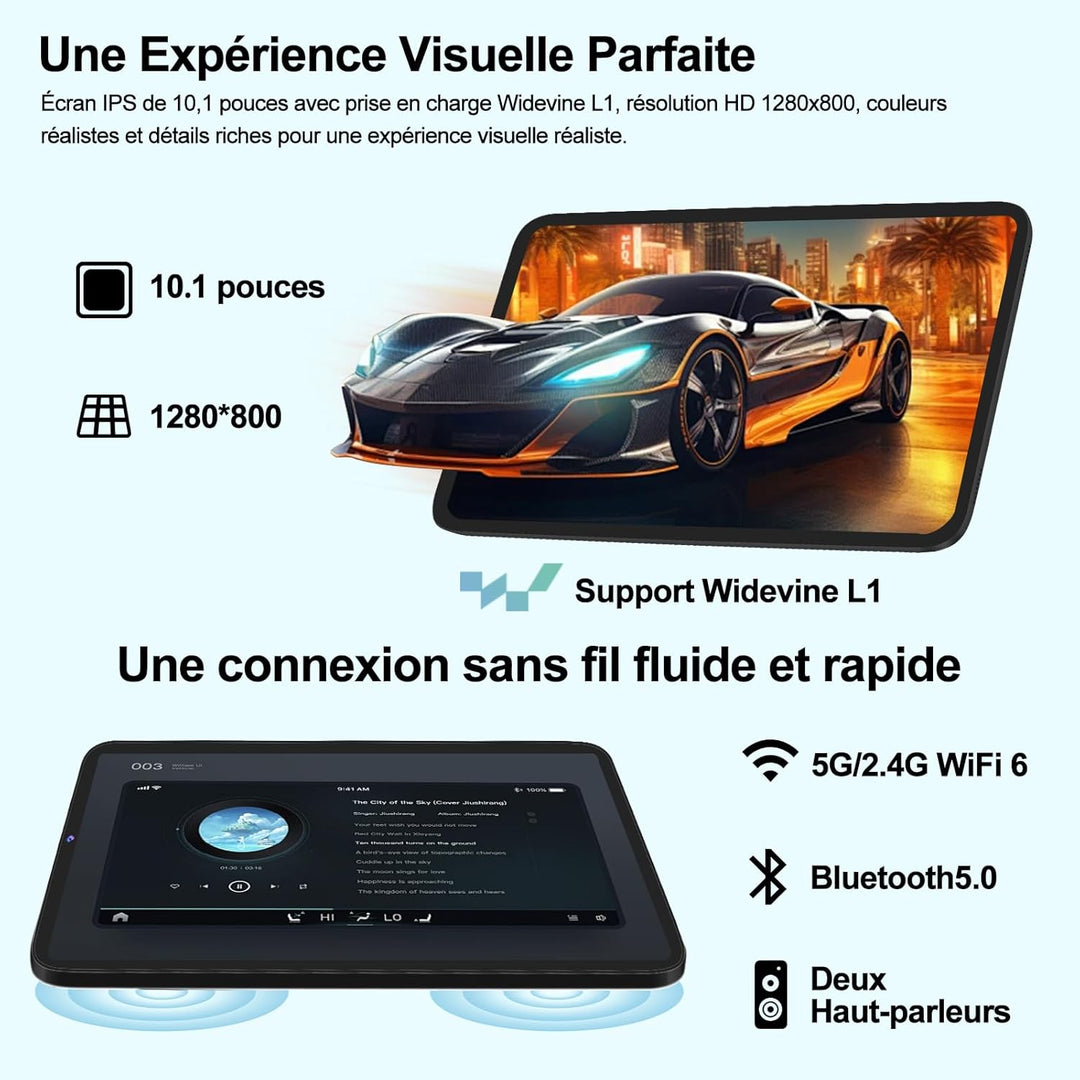 Android 15 Tablet 10 Zoll mit 22 GB RAM + 128 GB ROM (erweiterbar bis zu 1 TB), Widevine L1, Octa-Co