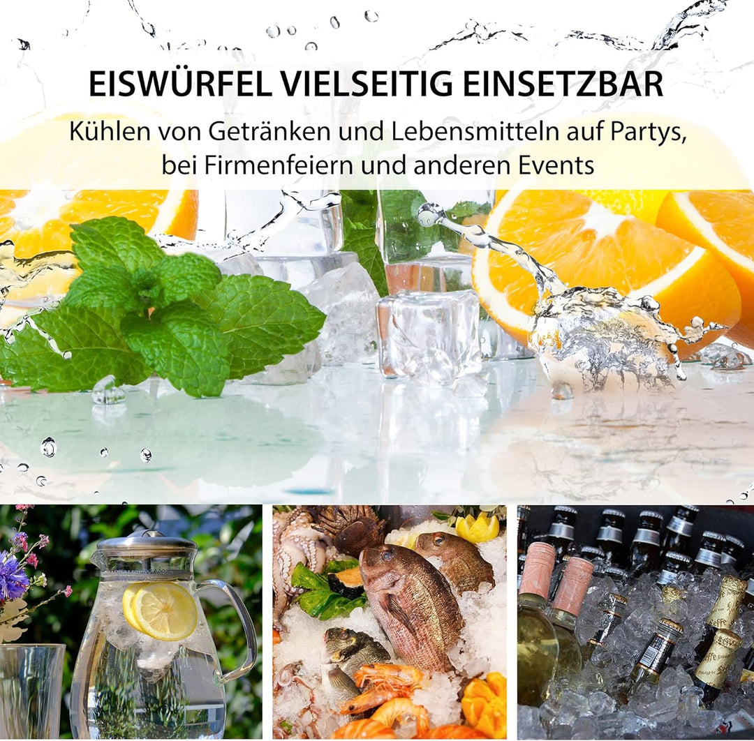 Gino Gelati GG-500 Water Digitaler Eiswürfelbereiter mit Eiswasserfunktion Eiswürfelmaschine