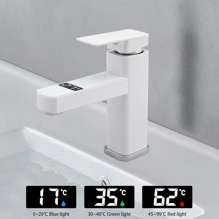 Waschbecken Armaturen, Waschbeckenarmatur G1/2 mit 2 Schläuche, Mischbatterie Waschbecken mit Digita