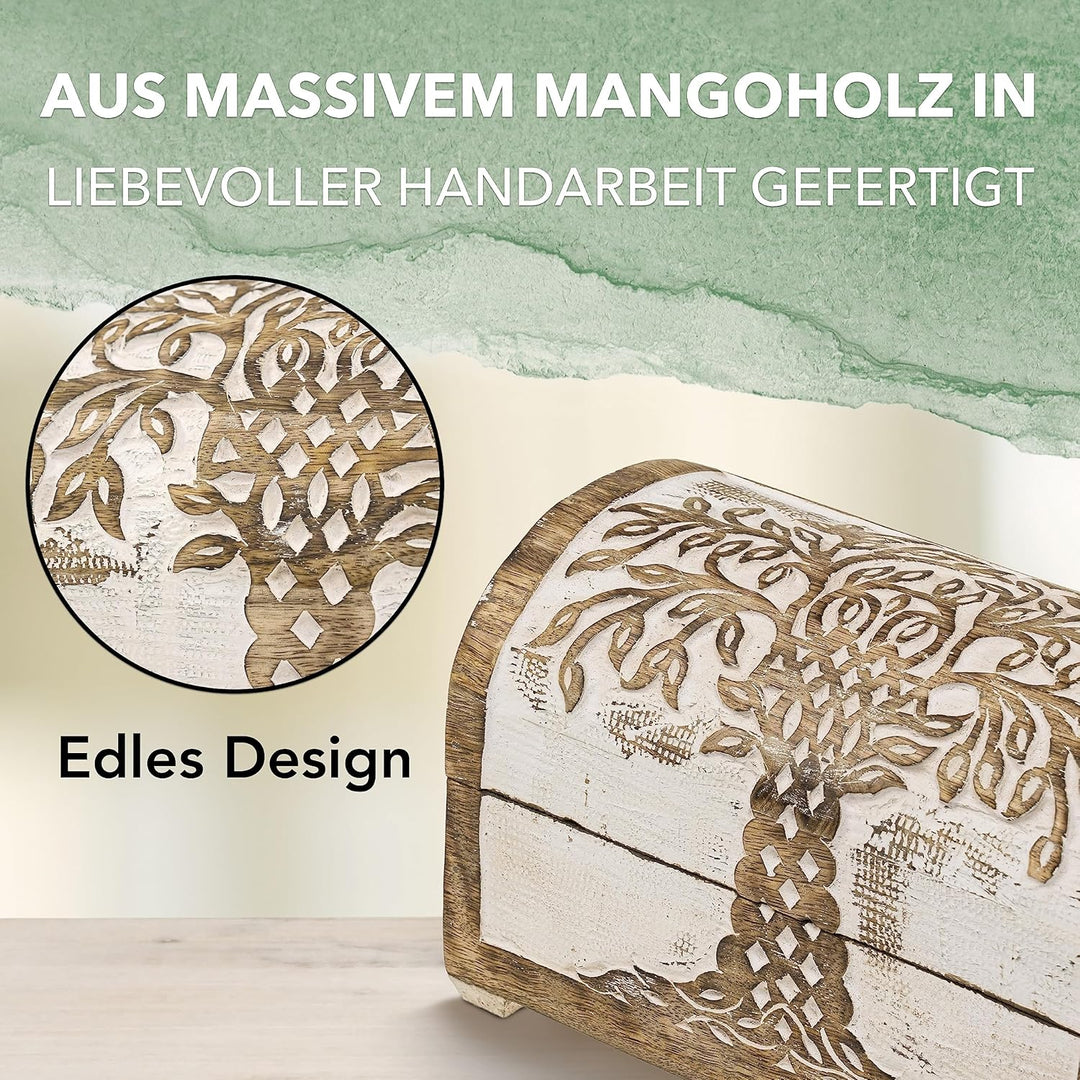 Kunstversteck Schatzkiste Baum des Lebens Design 2, massive Holz-Schatulle Dekobox 24x 15 x 15 cm, w