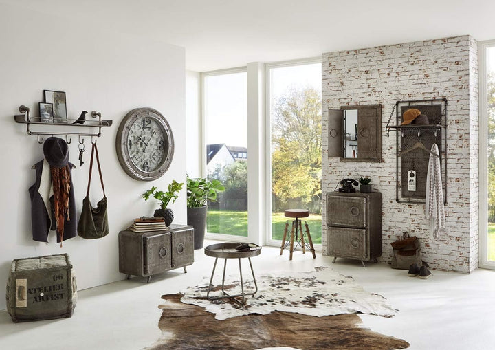 HAKU Wandgarderobe anthrazit, Metall - Masse: B 60 cm x H 120 cm x T 35 cm, Style: Industrial 60 x 3