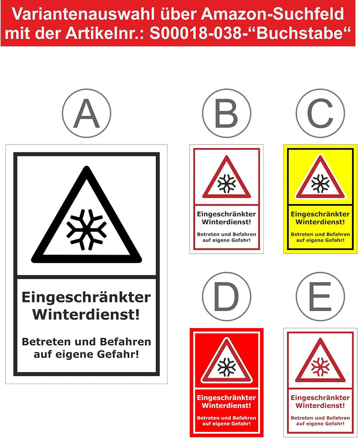 Melis Folienwerkstatt Schild Eingeschränkter Winterdienst - 60x40cm - Bohrlöcher - 3mm Aluverbund –