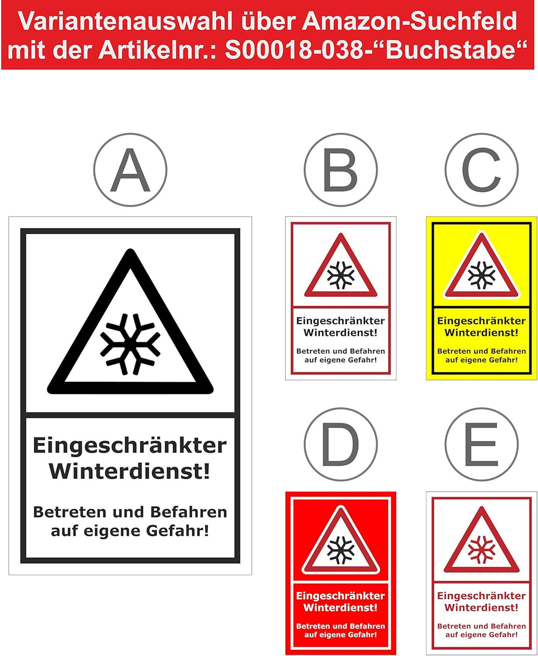 Melis Folienwerkstatt Schild Eingeschränkter Winterdienst - 60x40cm - Bohrlöcher - 3mm Aluverbund –