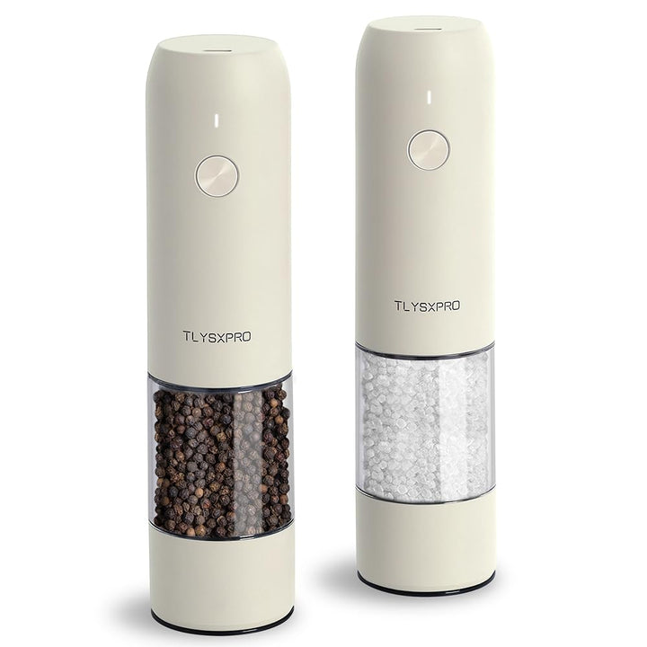 Salz und Pfeffermühle Elektrisch 2er Set, USB Wiederaufladbar, Einstellbarer Grobheit Gewürzmühle, P